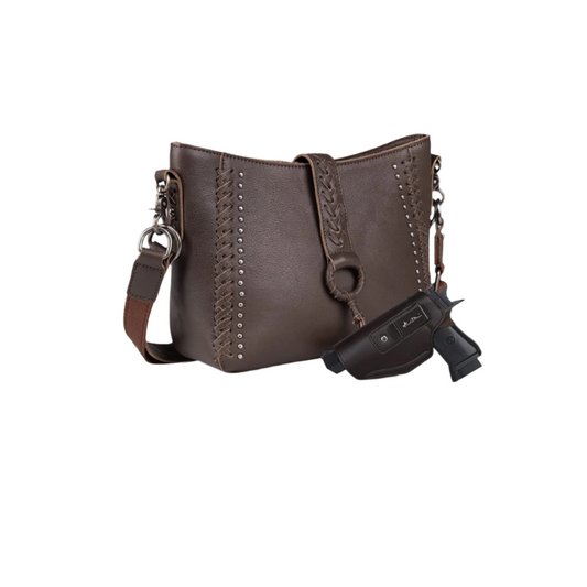 Montana West Genuine Leather Collection Concealed Carry Hobo/Crossbody Coffee
