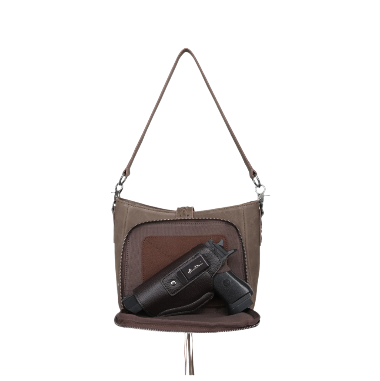 Montana West Genuine Leather Collection Concealed Carry Hobo/Crossbody Coffee