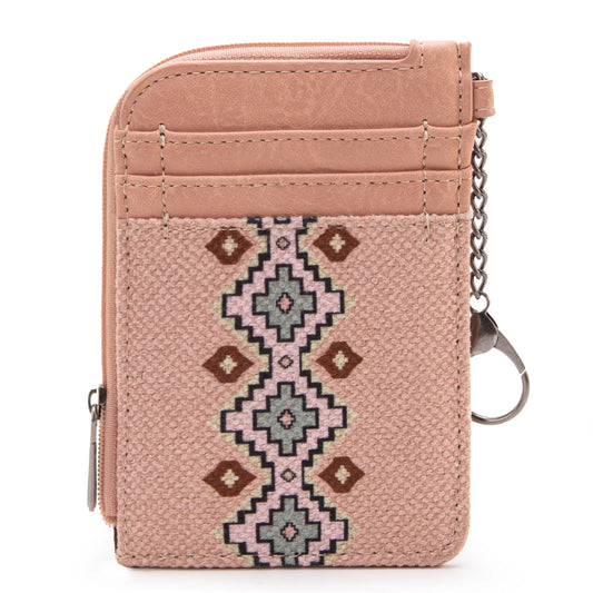 Wrangler Southwestern Art Print Mini Zip Card Case -Pink