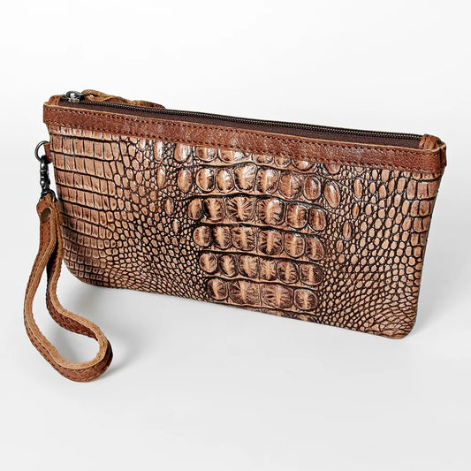 American Darling Leather Wristlet Crocodile Print