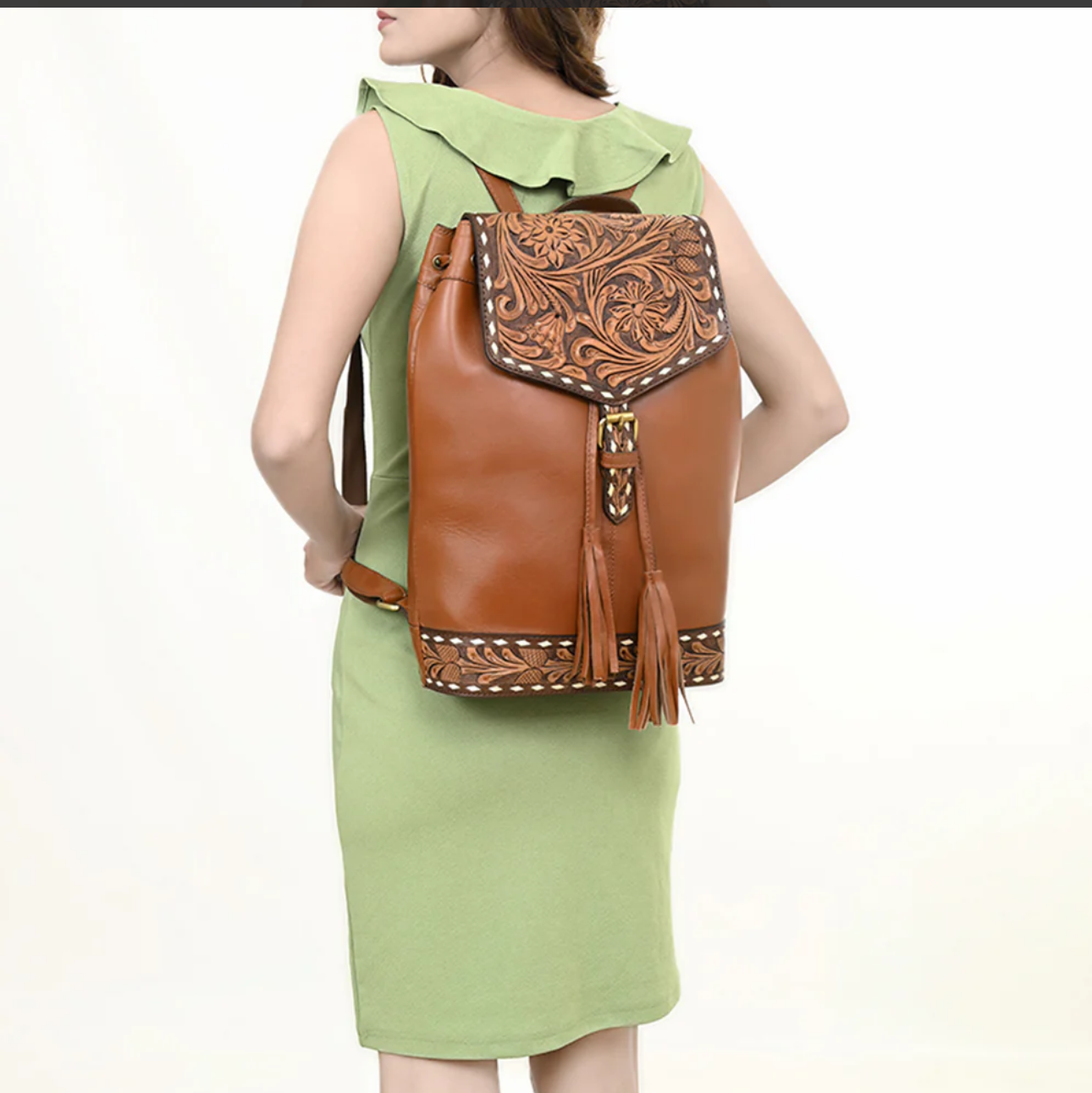 Ohlay Hand Tooled Leather Backpack