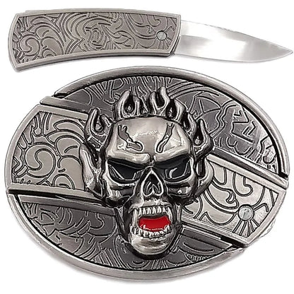 Flaming Skull Knife Buckle