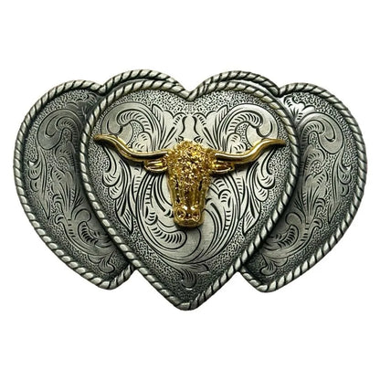 Golden Longhorn Heart Buckle