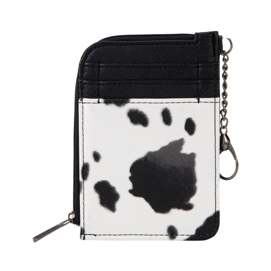 Wrangler Black/White Cow Print Mini Zip Card Case