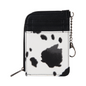 Wrangler Black/White Cow Print Mini Zip Card Case