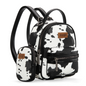 Wrangler Cow Print Trimmed Mini Backpack With Coin Pouch - Black/White