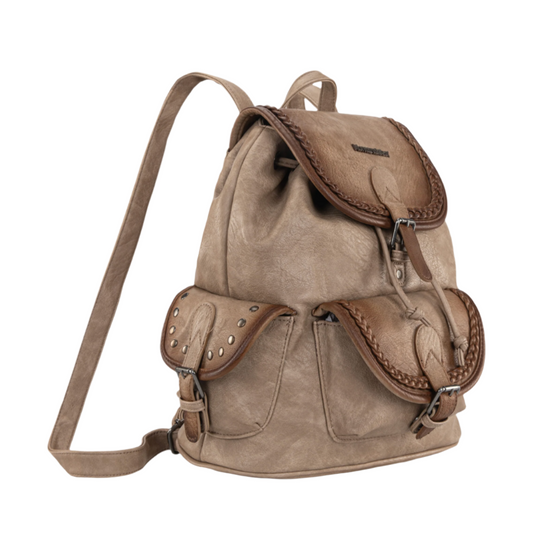 Montana West Stone Wash Backpack -Khaki