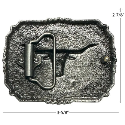Longhorn Silver Floral Belt Buckle