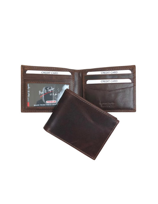 Men's Leather RFID Bifold Smooth Wallet