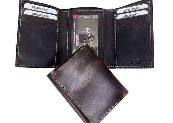 Men's Leather Trifold Top Wallet