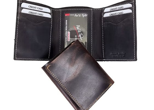 Men's Leather Trifold Top Wallet
