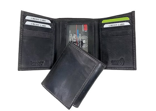 Men's Leather RFID Trifold Allstar Wallet