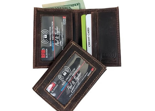 Men's Leather RFID Bifold Card Holder Wallet