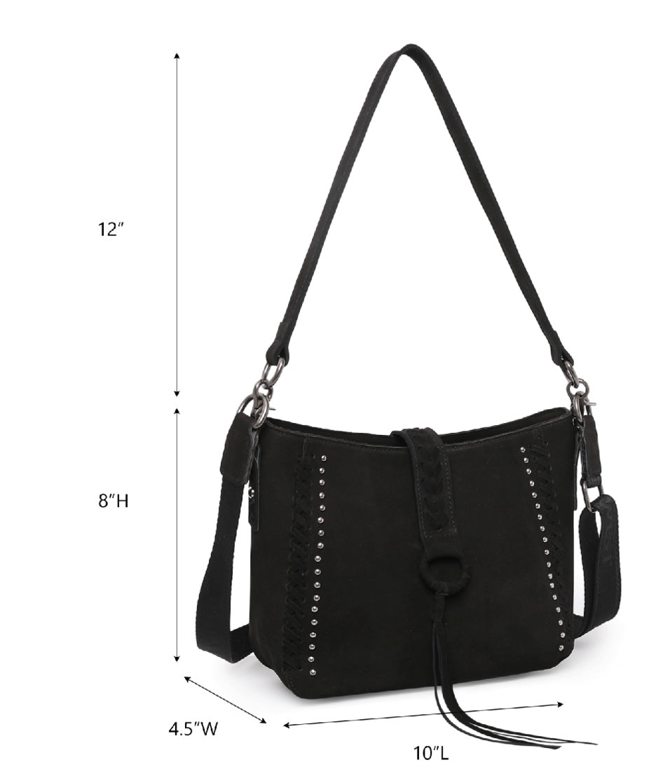 Montana West Genuine Leather Collection Concealed Carry Hobo/Crossbody Black