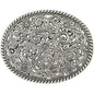 Silver Gapped Flower Pattern Belt Buckle