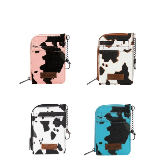 Wrangler Cow Print Mini Zip Card Case