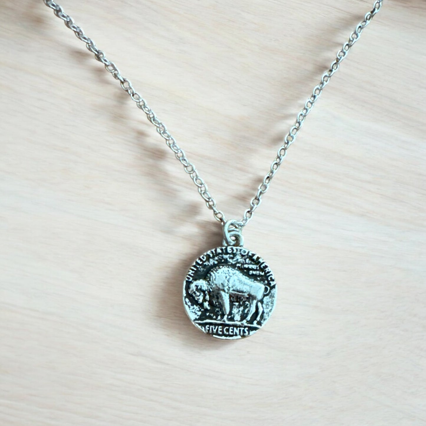 Buffalo Nickel Coin Pendant Necklace Set
