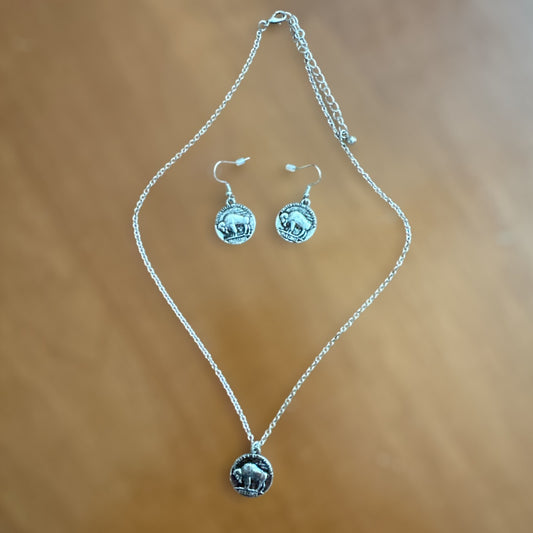 Buffalo Nickel Coin Pendant Necklace Set