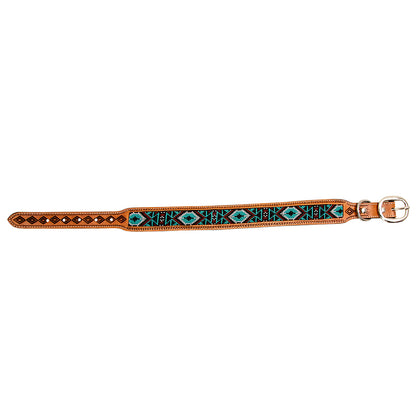 Whizter Hand-Tooled Beaded Dog Collar