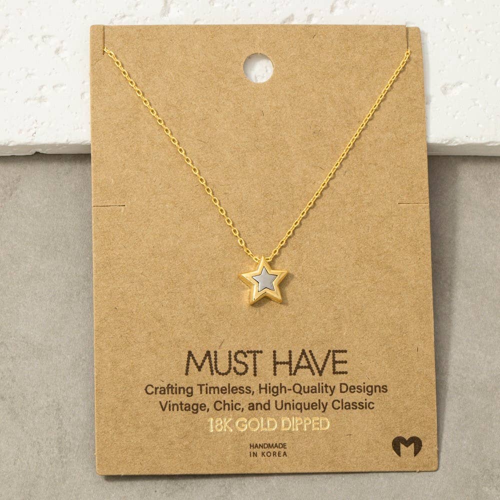 18K Gold Dipped Two Tone Star Pendant Necklace