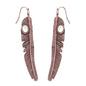 Western Feather w/ Semi Stone Hook Dangle Drop Earrings