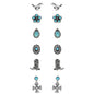 Assorted 6-Pair Western Themed Turquoise Stud Earrings Set