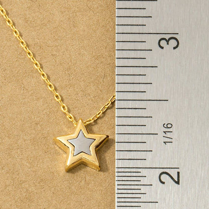 18K Gold Dipped Two Tone Star Pendant Necklace