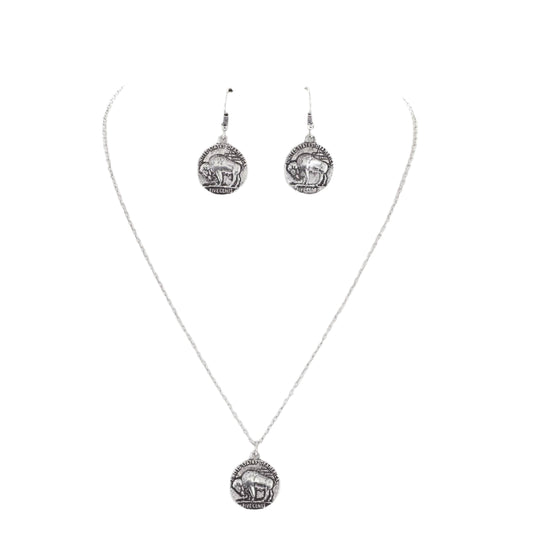 Buffalo Nickel Coin Pendant Necklace Set