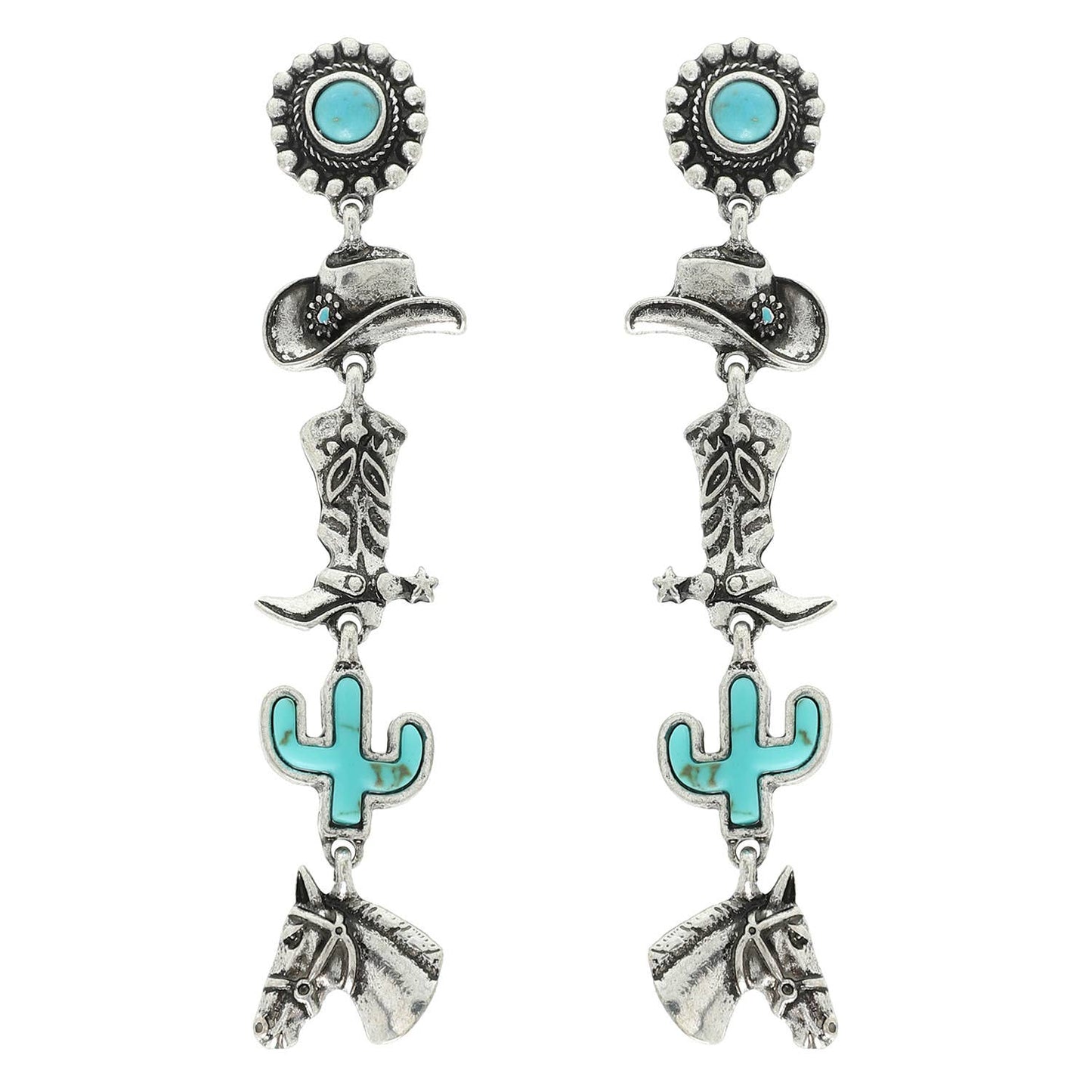 Western Cowboy Theme Turquoise Post Earrings