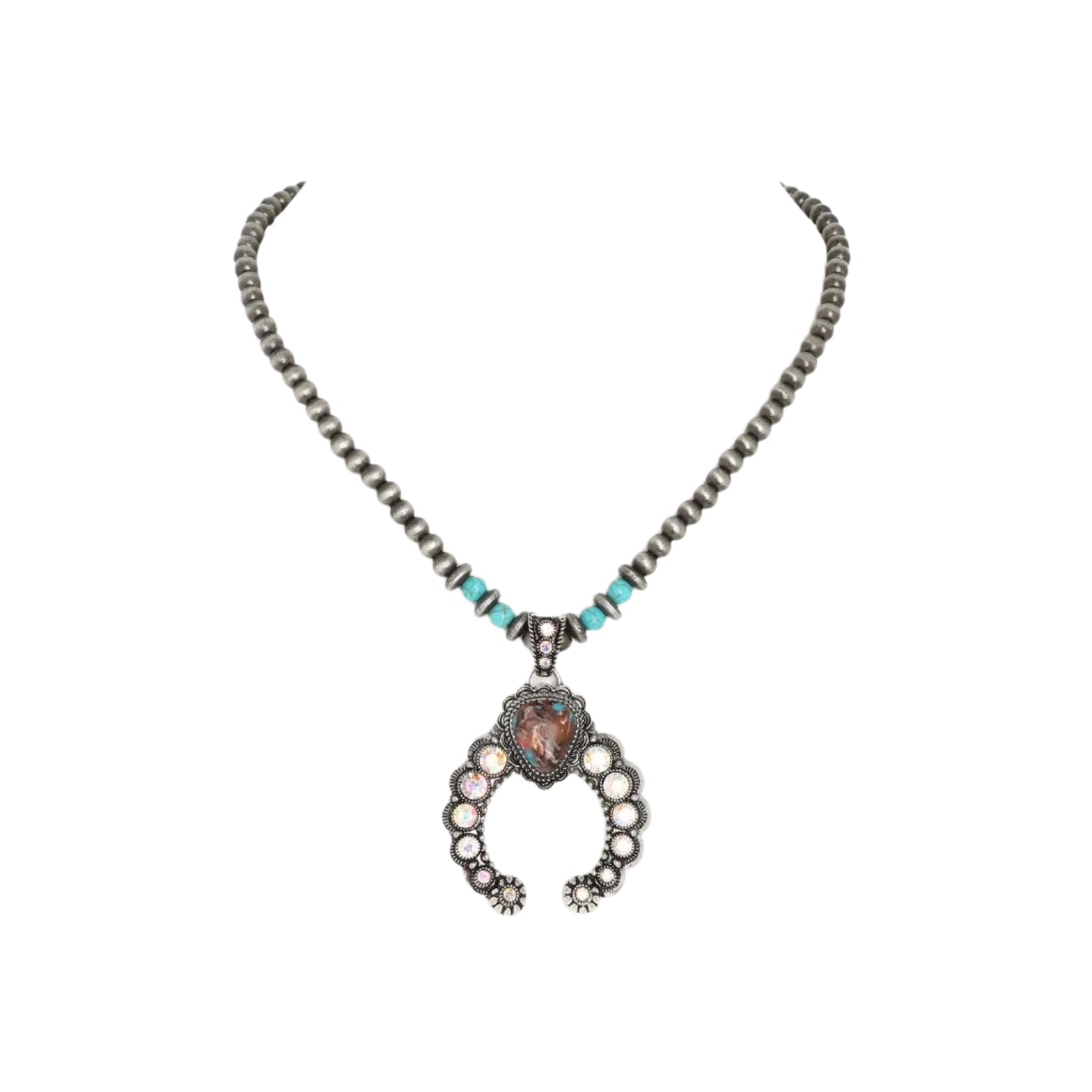 Western Turquoise Navajo Beaded Pendant Necklace