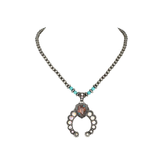 Western Turquoise Navajo Beaded Pendant Necklace