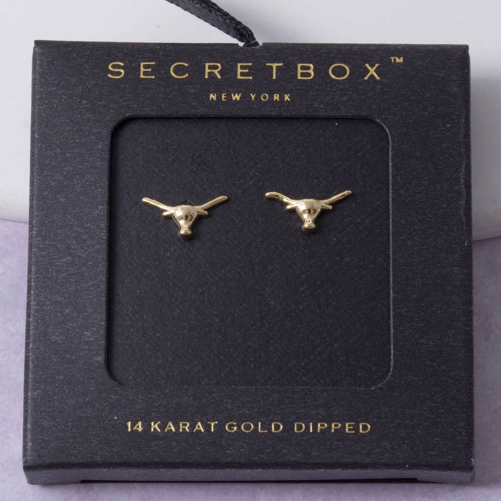 Sterling Silver Dipped Longhorn Stud Earrings