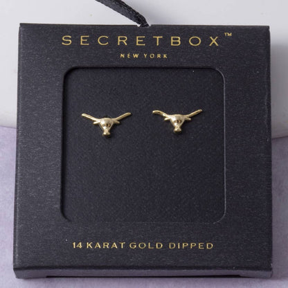 Sterling Silver Dipped Longhorn Stud Earrings