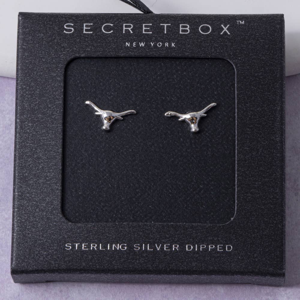 Sterling Silver Dipped Longhorn Stud Earrings