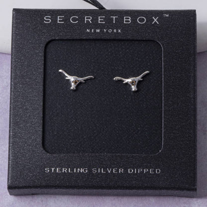 Sterling Silver Dipped Longhorn Stud Earrings