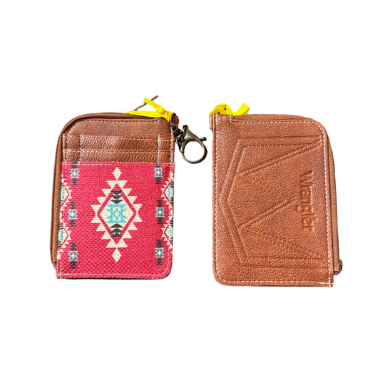 Wrangler Southwestern Art Print Mini Zip Card Case -Burgundy