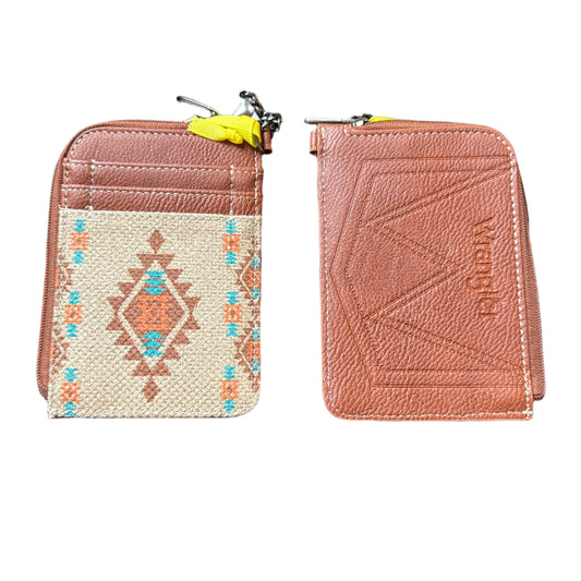 Wrangler Southwestern Art Print Mini Zip Card Case -Tan