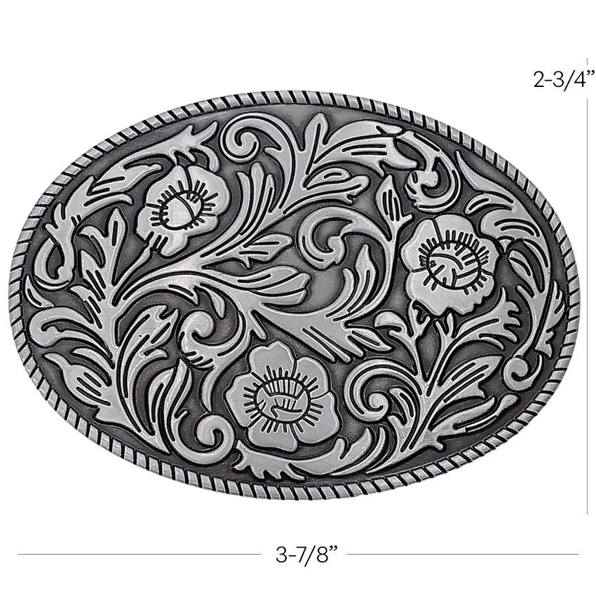 Silver Floral Design Buckle